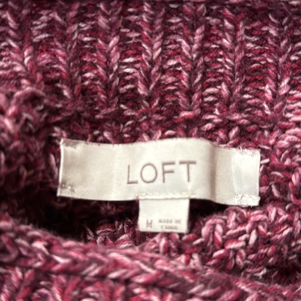 Loft women’s pointelle mixed mock neck sweater size medium. - Picture 5 of 7